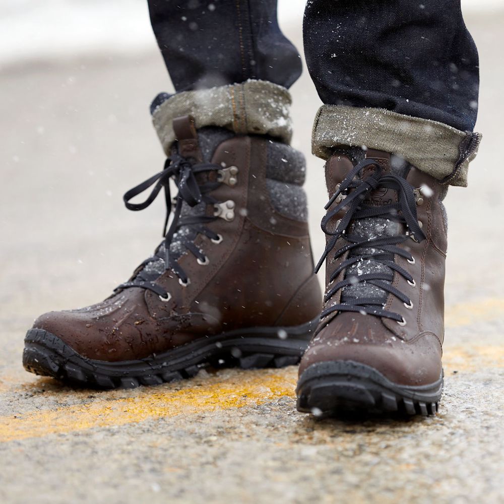 Botas de Nieve Timberland Argentina Hombre - Chillberg Mid Waterproof - Marrones Oscuro - TNGZMF-051